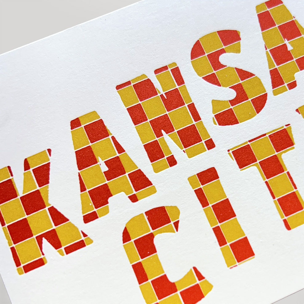 Kansas City Checkered Postcard - Red and Gold